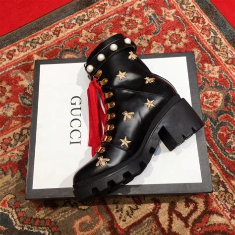 gucci bee and star shoes|gucci ankle boots with pearls.